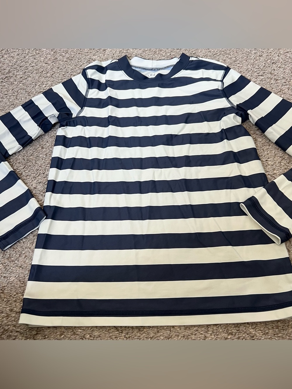 Primary Navy and White Striped Kids Rashguard Size 12